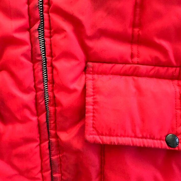 80s Men's Hollofil Red Insulated Quilted Zip Front Pocketed Work Vest Sz Medium - Picture 5 of 9